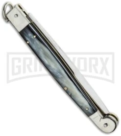 A.G.A. Campolin 12" Brazil Horn Sicilian Ring Pull Automatic Knife - Bayonet -Best Knife Shop 12 sicilian braz ring side cm large