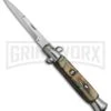 9.5" Anomaly Stiletto Caramel Swirl Automatic Knife - Bayo Satin Plain -Best Knife Shop 9.5in Anomaly Stiletto Caramel Swifl Bayo Satin WNS A155CR BP 20257 jr large