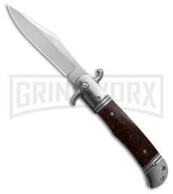 Italia 9" CZ Snakewood Bolster Release Automatic Knife - Satin Plain