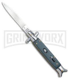 9" Sharksfin Stiletto Sim Carbon Fiber Automatic Knife - Satin Plain