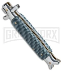 9" Sharksfin Stiletto Sim Carbon Fiber Automatic Knife - Satin Plain -Best Knife Shop 9in Sharksfin Stiletto Sim CF Satin Plain GBS26 BP 17238 jr side large