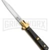 AGA Campolin 10" Italian Frosolone Picklock Brass/Ebony Automatic Knife - Bayo -Best Knife Shop AGA Campolin 10in Italian Frosolone Picklock Brass Ebony AutoKnife Bayo GX 32102 jr large