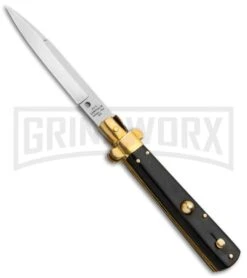 AGA Campolin 10" Italian Frosolone Picklock Brass/Ebony Automatic Knife - Bayo