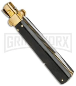 AGA Campolin 10" Italian Frosolone Picklock Brass/Ebony Automatic Knife - Bayo -Best Knife Shop AGA Campolin 10in Italian Frosolone Picklock Brass Ebony AutoKnife Bayo GX 32102 jr side large