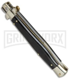 AGA Campolin 11" Italian Picklock Dark Horn Automatic Knife - Bayonet 2016 9 AGA Campolin 11" Italian Picklock Dark Horn Automatic Knife - Bayonet 2016 -Best Knife Shop AGA Campolin 11in picklock Stilletto Dark Horn BHQ 67472 jr side large