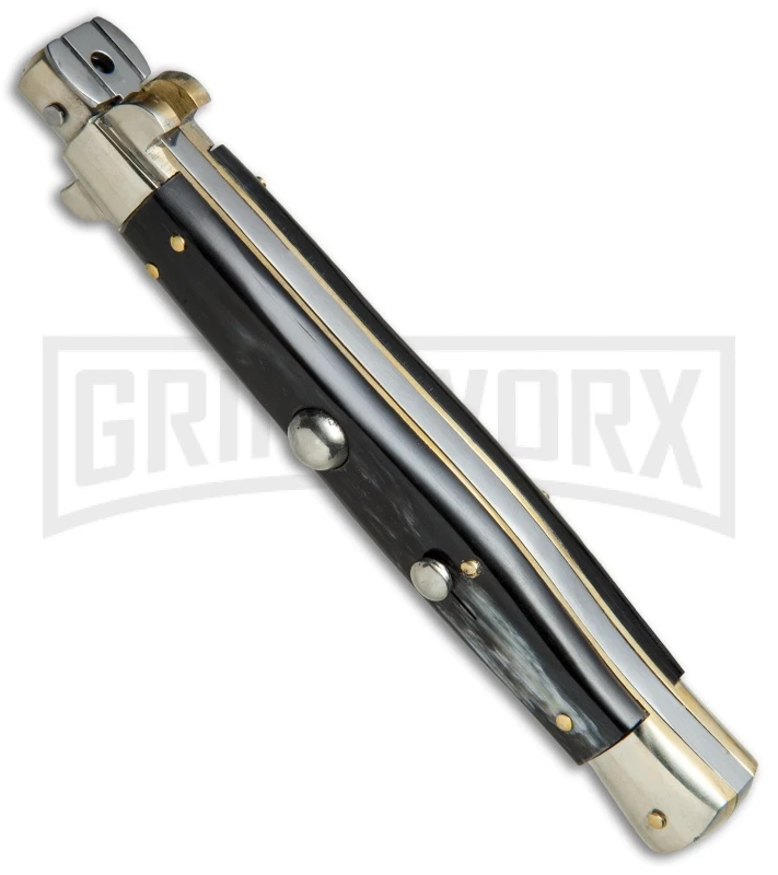 AGA Campolin 11" Italian Picklock Dark Horn Automatic Knife - Bayonet 2016 4 AGA Campolin 11" Italian Picklock Dark Horn Automatic Knife - Bayonet 2016 - Image 2