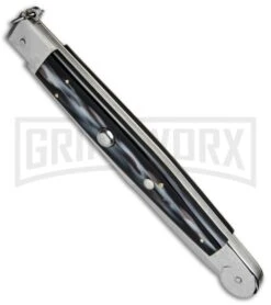 A.G.A. Campolin 16" Sim Horn Sicilian Ring Pull Automatic Knife - Satin Plain 7 A.G.A. Campolin 16" Sim Horn Sicilian Ring Pull Automatic Knife - Satin Plain -Best Knife Shop AGA Campolin 16in Sicilan Ring Pull Sim Horn BHQ 71213 jr spine large