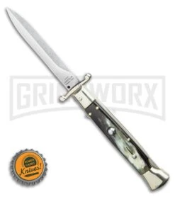 AGA Campolin 9" Italian Stiletto Swinguard Dark Horn Automatic Knife - Dagger 9 AGA Campolin 9" Italian Stiletto Swinguard Dark Horn Automatic Knife - Dagger -Best Knife Shop AGA Campolin 9 Italian Stiletto Swinguard Dark Horn Automatic Knife Dagger GX 36503 LS Bottlecap large