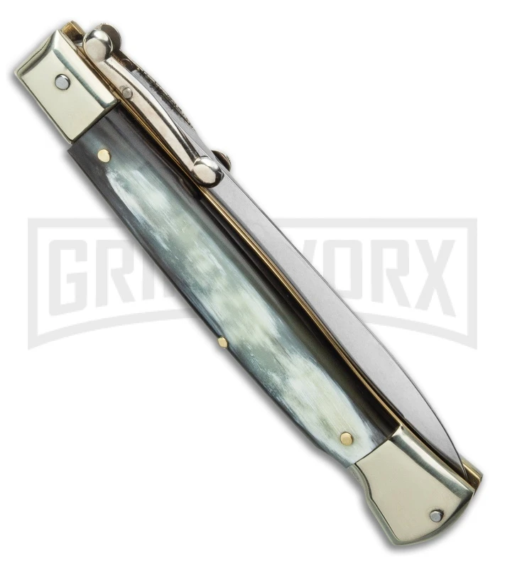 AGA Campolin 9" Italian Stiletto Swinguard Dark Horn Automatic Knife - Dagger 5 AGA Campolin 9" Italian Stiletto Swinguard Dark Horn Automatic Knife - Dagger - Image 3