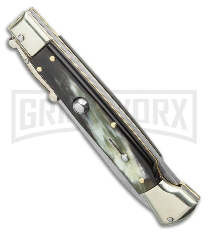 AGA Campolin 9" Italian Stiletto Swinguard Dark Horn Automatic Knife - Dagger 4 AGA Campolin 9" Italian Stiletto Swinguard Dark Horn Automatic Knife - Dagger - Image 2