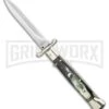AGA Campolin 9" Italian Stiletto Swinguard Dark Horn Automatic Knife - Dagger -Best Knife Shop AGA Campolin 9 Italian Stiletto Swinguard Dark Horn Automatic Knife Dagger GX 36503 LS large