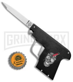AGA Campolin Black Automatic Gun Knife - Satin Plain -Best Knife Shop AGA Campolin Gun Knife Auto Black Satin CEM PIS BLACK GX 33938 jr bottlecap large