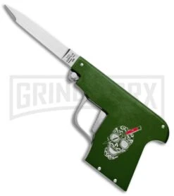 AGA Campolin Green Automatic Gun Knife - Satin Plain