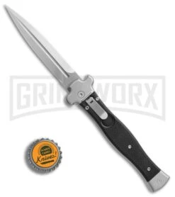 AGA Campolin Zero Black G-10 Leverlock Automatic Knife - Dagger Stonewash Plain -Best Knife Shop AGA Campolin Zero Dagger black G10 sw BHQ 74034 er bottlecap large
