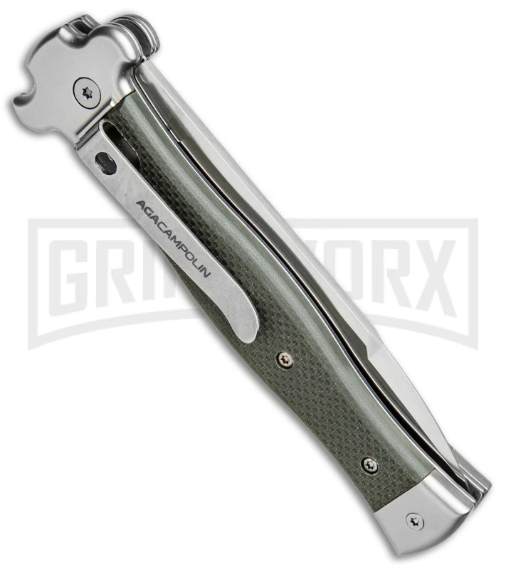 AGA Campolin Zero OD Green G-10 Leverlock Automatic Knife - Bayonet Satin Plain 5 AGA Campolin Zero OD Green G-10 Leverlock Automatic Knife - Bayonet Satin Plain - Image 3