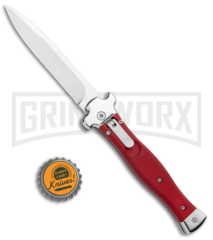 AGA Campolin Zero Red Aluminum Leverlock Automatic Knife - Bayonet Tumbled Plain 6 AGA Campolin Zero Red Aluminum Leverlock Automatic Knife - Bayonet Tumbled Plain - Image 4