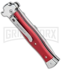 AGA Campolin Zero Red Aluminum Leverlock Automatic Knife - Bayonet Tumbled Plain 8 AGA Campolin Zero Red Aluminum Leverlock Automatic Knife - Bayonet Tumbled Plain -Best Knife Shop AGA Campolin Zero Italian LL Auto Red Aluminum Tumbled BHQ 95350 jr side large