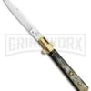 AGA Campolin 11" Frosolone Brazilian Horn/Brass Stiletto Automatic - Bayonet -Best Knife Shop AGA Frosolone Brazilian Brass 11in Bayo BP 29290 jr large