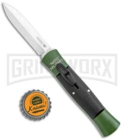AKC 007 Concord NATO Military Dagger OTF Auto Knife Green/Black - Satin -Best Knife Shop AKC 007 Concord NATO Military Green Black Dagger OTF Auto Satin Flat BHQ 118419 jr bottlecap large