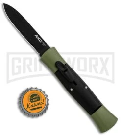 AKC Concord Green/Black OTF Automatic Knife - Flat Black -Best Knife Shop AKC 007 Concord OTF Green Black Flat GX 30500 jr bottlecap large