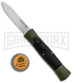 AKC 007 Concord Green/Black OTF Automatic Knife - Flat Satin -Best Knife Shop AKC 007 Concord OTF Green Satin Flat GX 30501 jr bottlecap large