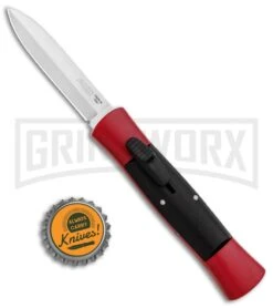 AKC 007 Concord Red/Black OTF Automatic Knife - Dagger Satin -Best Knife Shop AKC 007 Concord OTF Red Satin Dagger GX 30498 jr bottlecap large