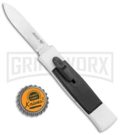 AKC Minion Concord White/Black OTF Automatic Knife - Spear Point Satin Plain 9 AKC Minion Concord White/Black OTF Automatic Knife - Spear Point Satin Plain -Best Knife Shop AKC 007 Mini Concord OTF Auto White Black Satin BHQ 135712 jr bottlecap large