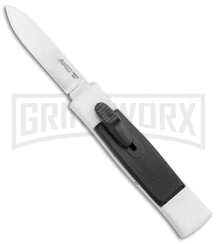 AKC Minion Concord White/Black OTF Automatic Knife - Spear Point Satin Plain 3 AKC Minion Concord White/Black OTF Automatic Knife - Spear Point Satin Plain