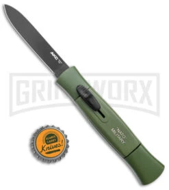 AKC 077 Concord NATO Military Green OTF Automatic Knife - Black Plain -Best Knife Shop AKC 077 Concord OTF Auto NATO Military Green Black Flat BHQ 50796 jr bottlecap large