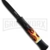 AKC 077 Concord Flames OTF Automatic Knife - Flat Grind Black Plain -Best Knife Shop AKC 077 concord flames black BP 19136 er large