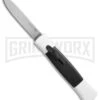 AKC 077 Concord White/Black OTF Automatic Knife - Flat Satin Plain -Best Knife Shop AKC 077 concord white black satin flat BHQ 52355 er large
