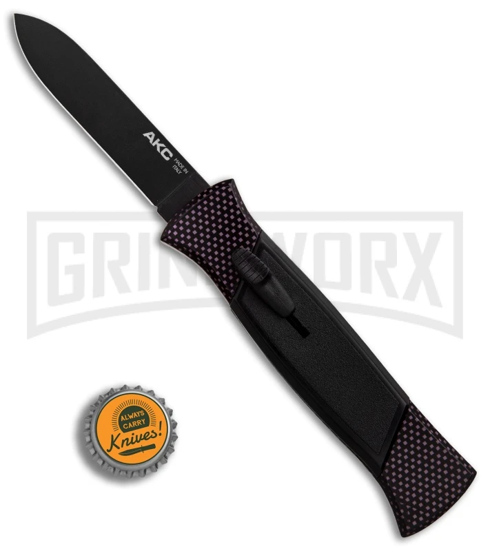 AKC 777 Blackfinger Sim Carbon Fiber OTF Automatic Knife - Black Plain 6 AKC 777 Blackfinger Sim Carbon Fiber OTF Automatic Knife - Black Plain - Image 4