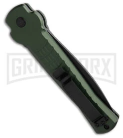 AKC X-treme Ace1 Green Automatic Knife - Black Plain -Best Knife Shop AKC Ace Automatic Knife Dark Green 3in Black BHQ 189107 td side large