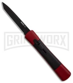 AKC Concord Red/Black OTF Automatic Knife - Tanto Black Plain