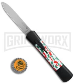 AKC Concord Italy Flag OTF Automatic Knife - Flat Satin Plain -Best Knife Shop AKC Concord italy flag flat satin BHQ 75609 jr bottlecap large