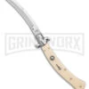 AKC Curved Stiletto Ivory Automatic Knife - Satin Plain