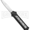 AKC F-16 Black/Stripe Inlay D/A OTF Automatic Knife - Bayo Satin Plain -Best Knife Shop AKC F 16 Black Stripe Inlay DA OTF Bayo Satin Plain BP 25394 jr large