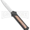AKC F-16 Black/Wood D/A OTF Automatic Knife - Bayo Satin Plain -Best Knife Shop AKC F 16 Black Wood DA OTF Auto Bayo Satin Plain BP 24620 jr large