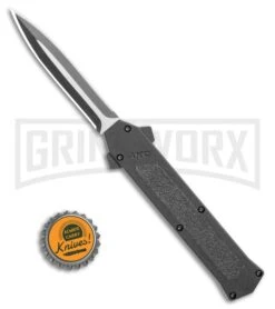 AKC F-16 Black D/A Dagger OTF Automatic Knife - Dagger Two Tone Plain -Best Knife Shop AKC F 16 D A Dagger OTF Automatic Knife Black 3.3in Two Tone BHQ 114108 LS Bottlecap large