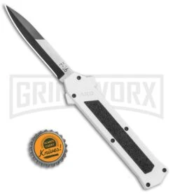 AKC F-16 White D/A OTF Automatic Knife - Bayo Two Tone Plain 9 AKC F-16 White D/A OTF Automatic Knife - Bayo Two Tone Plain -Best Knife Shop AKC F 16 DA Bayo OTF Auto White TT BHQ 114660 jr bottlecap large