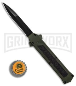 AKC F-16 OD Green D/A OTF Automatic Knife - Bayo Black Plain -Best Knife Shop AKC F 16 DA Bayonet OD Green Black BHQ 86948 er bottlecap large