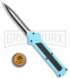 AKC F-16 Teal D/A OTF Automatic Knife - Dagger Two Tone Plain -Best Knife Shop AKC F 16 DA Dagger OTF Auto Teal TT BHQ 109160 jr bottlecap large