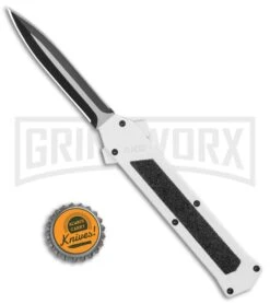 AKC F-16 White D/A OTF Automatic Knife - Dagger Two Tone Plain 9 AKC F-16 White D/A OTF Automatic Knife - Dagger Two Tone Plain -Best Knife Shop AKC F 16 DA Dagger OTF Auto White TT BHQ 114659 jr bottlecap large