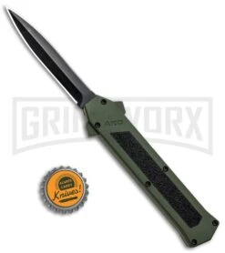 AKC F-16 Green D/A OTF Automatic Knife - Dagger Black Plain -Best Knife Shop AKC F 16 Green DA OTF Auto Dagger Black Plain GX 33106 jr bottlecap 2 large