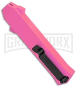 AKC F-16 Pink D/A OTF Automatic Knife - Bayonet Satin Plain -Best Knife Shop AKC F 16 Pink DA OTF Auto Bayo Satin GX 37618 jr side large