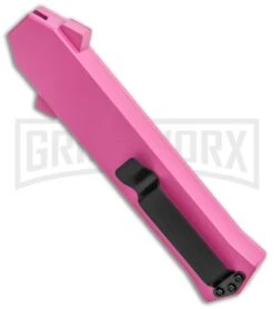 AKC F-16 Pink D/A OTF Automatic Knife - Dagger Satin Plain 8 AKC F-16 Pink D/A OTF Automatic Knife - Dagger Satin Plain -Best Knife Shop AKC F 16 Pink DA OTF Auto Dagger Satin GX 37627 jr side large