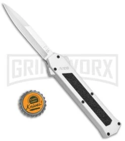 AKC F-16 White D/A OTF Automatic Knife - Bayo Satin Plain -Best Knife Shop AKC F 16 White DA OTF Bayo Satin Plain BP 23853 jr bottlecap large
