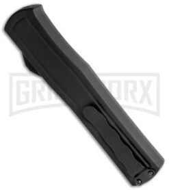 AKC F-20 Black D/A OTF Automatic Knife - Spear Point Black Plain -Best Knife Shop AKC F 20 DA Dagger OTF Auto Black Black BHQ 140839 jr side large