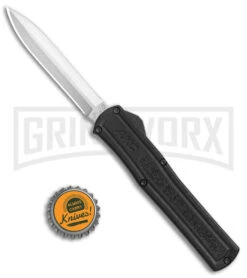 AKC F-20 Black D/A OTF Automatic Knife - Satin Dagger Plain -Best Knife Shop AKC F 20 DA Dagger OTF Auto Black Satin BHQ 141074 jr bottlecap 2 large