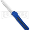 AKC F-20 Blue D/A OTF Automatic Knife - Spear Point Satin Plain -Best Knife Shop AKC F 20 DA Dagger OTF Auto Blue Satin BHQ 140833 jr large